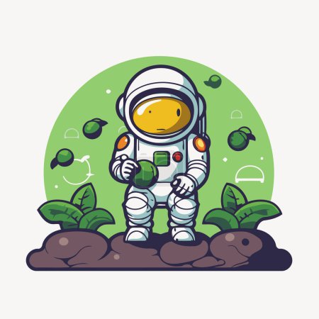 Téléchargez les illustrations : Astronaute sur le terrain. Illustration vectorielle. style plat. - en licence libre de droit