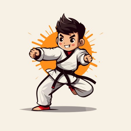Illustration for Cartoon taekwondo boy. Vector illustration of a taekwondo boy. - Royalty Free Image