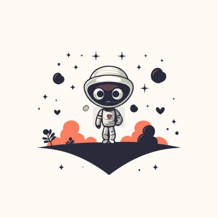 Illustration for Cute cartoon astronaut in spacesuit on the moon. Vector illustration. - Royalty Free Image