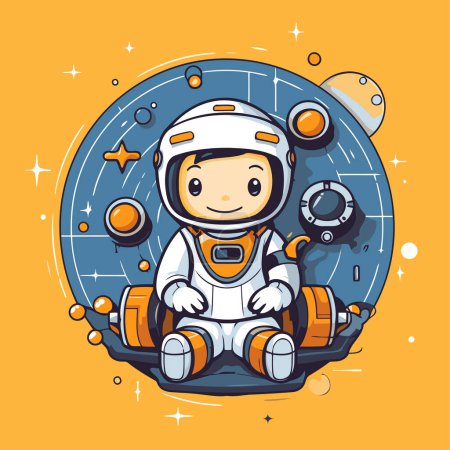 Illustration for Cute astronaut in the space. Vector illustration for your design. - Royalty Free Image