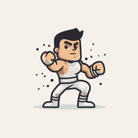 Illustration for Cartoon boxer vector illustration. Flat style design. Vector illustration. - Royalty Free Image