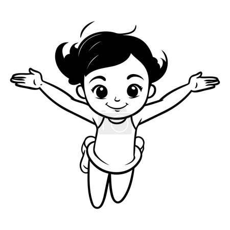 Illustration for Happy little girl with hands up. isolated on white background. Vector illustration. - Royalty Free Image