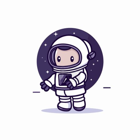 Ilustración de Astronauta en el espacio. Ilustración vectorial. Estilo de diseño plano. - Imagen libre de derechos