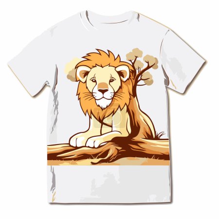 Téléchargez les illustrations : T-shirt imprimé avec l'image d'un lion. Illustration vectorielle - en licence libre de droit
