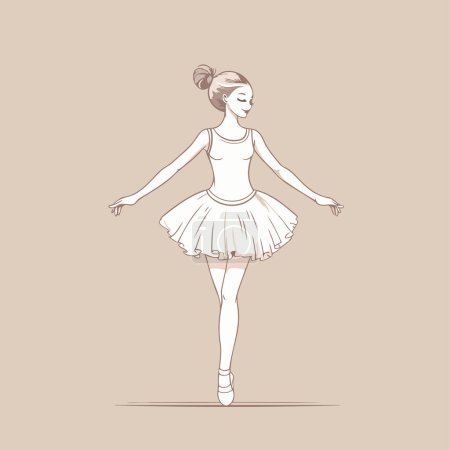 Ballerina in a tutu on a beige background. Vector illustration