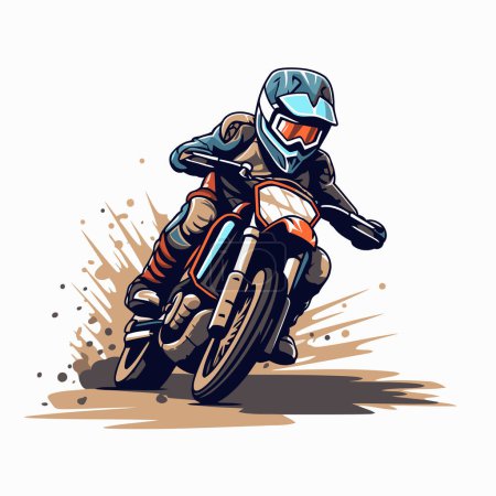Ilustración de Vector ilustración de un motociclista en una motocicleta en acción. - Imagen libre de derechos