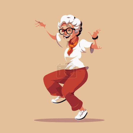 Ilustración de Mujer mayor bailando hip-hop. Dibujos animados vectoriales ilustración. - Imagen libre de derechos