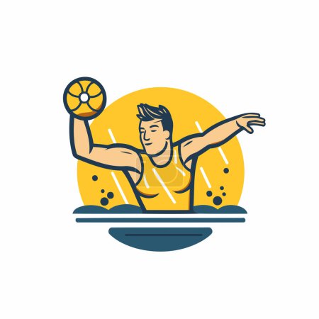 Illustration for Man playing beach volleyball. Vector illustration of a young man playing beach volleyball - Royalty Free Image