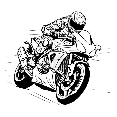 Téléchargez les illustrations : Coureur de moto. Illustration vectorielle d'un motard sur la route. - en licence libre de droit