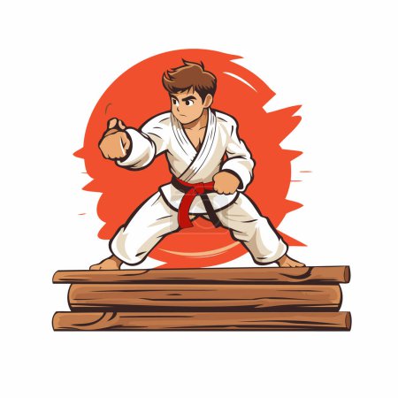 Téléchargez les illustrations : Du taekwondo. Illustration vectorielle d'un combattant taekwondo. - en licence libre de droit