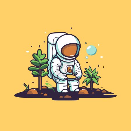 Illustration for Astronaut in spacesuit. Cartoon style. Vector illustration. - Royalty Free Image