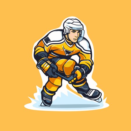 Illustration for Ice hockey player. Vector illustration of ice hockey player with the stick - Royalty Free Image