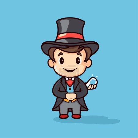 Illustration for Cute Cartoon Magician - Vector Character Illustration. - Royalty Free Image