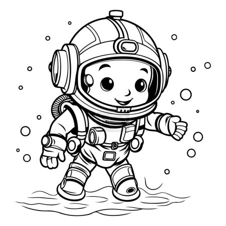 Téléchargez les illustrations : Livre à colorier pour enfants : astronaute en combinaison spatiale. Illustration vectorielle. - en licence libre de droit