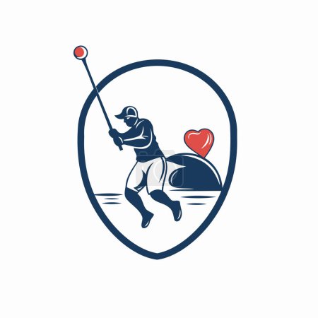 Illustration for Illustration of a golf player holding a ball with a heart in the background - Royalty Free Image