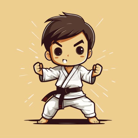 Illustration for Karate boy cartoon character vector illustration. Cartoon karate boy vector illustration. - Royalty Free Image