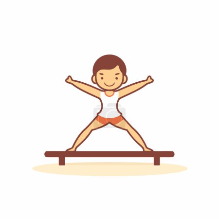 Téléchargez les illustrations : Fille pratiquant le yoga. illustration vectorielle en style plat. Mode de vie sain. - en licence libre de droit