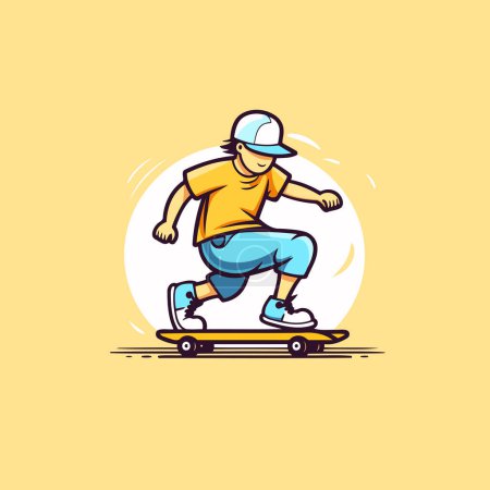 Skateboarder auf einem Skateboard. Vektorillustration.