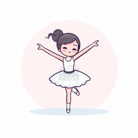 Téléchargez les illustrations : Jolie petite ballerine en tutu blanc dansant. Illustration vectorielle. - en licence libre de droit