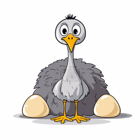 Illustration for Cute ostrich with egg isolated on white background. Vector illustration. - Royalty Free Image