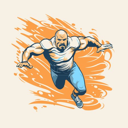 Illustration for Vector illustration of a running man in sportswear on abstract background - Royalty Free Image