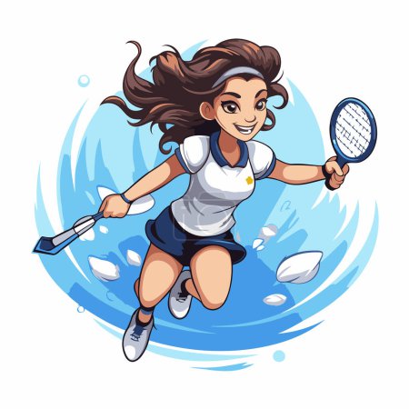 Ilustración de Jugador de tenis. Ilustración vectorial de un tenista con raqueta y pelota. - Imagen libre de derechos
