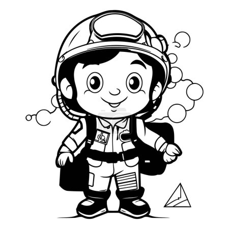 Ilustración de Ilustración vectorial de bombero de dibujos animados lindo. Libro para colorear para niños. - Imagen libre de derechos