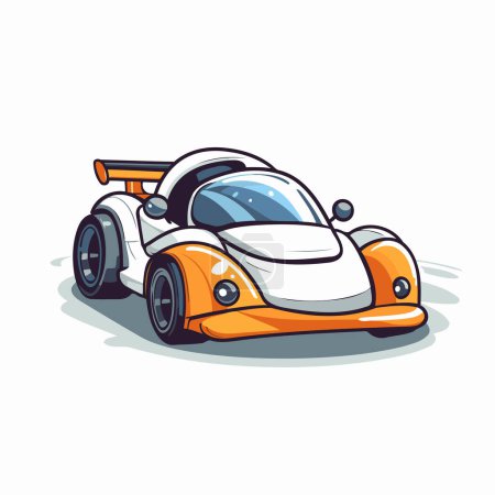 Ilustración de Ilustración vectorial de un coche de carreras vintage aislado sobre un fondo blanco. - Imagen libre de derechos