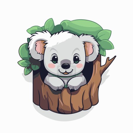 Téléchargez les illustrations : Koala dans un arbre. Mignon personnage de dessin animé. Illustration vectorielle. - en licence libre de droit