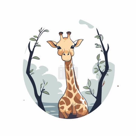 Téléchargez les illustrations : Girafe dans la forêt. Illustration vectorielle d'un animal sauvage. - en licence libre de droit