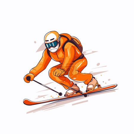 Illustration for Cartoon skier. Vector illustration. Isolated on white background. - Royalty Free Image