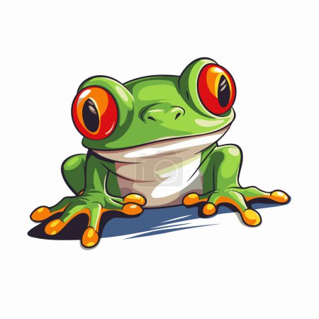 Frosch-Zeichentrickfigur isoliert auf weißem Hintergrund. Vektorillustration.