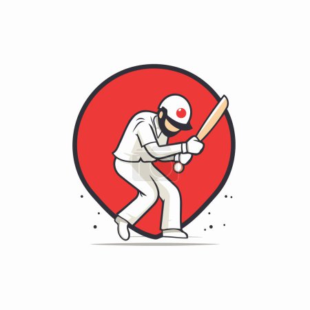 Illustration for Cricket player with bat and ball. Line art vector illustration. - Royalty Free Image