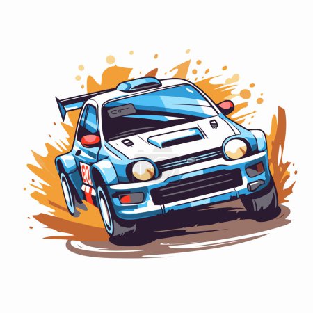 Ilustración de Ilustración de un coche de carreras en una pista de carreras. Ilustración vectorial. - Imagen libre de derechos
