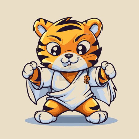 Illustration for Cartoon tiger superhero character. Vector illustration of a tiger superhero. - Royalty Free Image