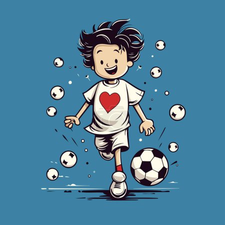 Illustration for Cartoon soccer player with ball. Vector illustration of a soccer player. - Royalty Free Image