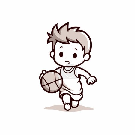 Ilustración de Niño jugando baloncesto vector de dibujos animados Ilustración aislado sobre un fondo blanco. - Imagen libre de derechos