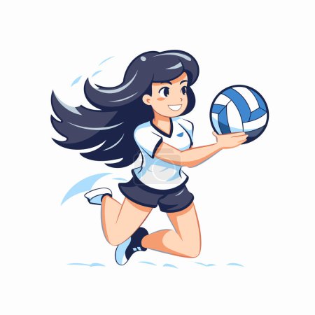 Illustration for Volleyball player with ball. sport vector Illustration isolated on a white background. - Royalty Free Image