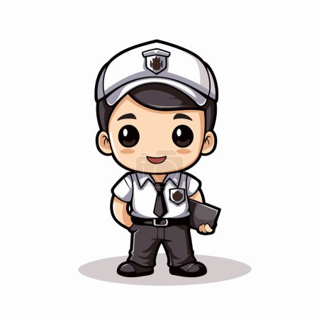 Illustration for Cute Policeman - Cute Cartoon Policeman Vector Illustration - Royalty Free Image