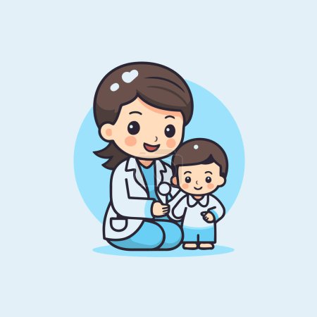 Illustration for Mother and son cartoon character. Health care concept. Vector illustration. - Royalty Free Image