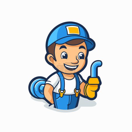 Illustration for Plumber character cartoon style vector illustration. Eps 10 vector illustration. - Royalty Free Image