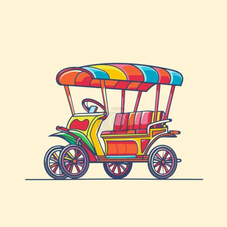 Ilustración de Colorido tuk tuk icono. ilustración vectorial en estilo plano - Imagen libre de derechos