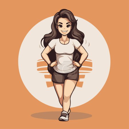 Illustration for Beautiful woman cartoon character in sportswear. Vector illustration. - Royalty Free Image