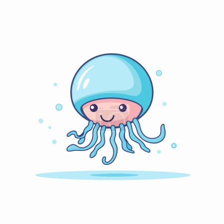 Illustration for Cute cartoon jellyfish. Vector illustration. Isolated on white background. - Royalty Free Image