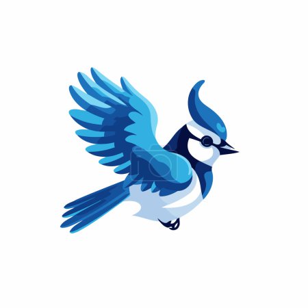 Téléchargez les illustrations : Blue tit bird cartoon vector Illustration isolated on a white background. - en licence libre de droit