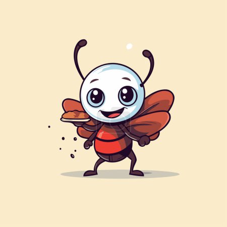 Ilustración de Lindo personaje de insectos de dibujos animados. Ilustración vectorial aislada sobre fondo blanco. - Imagen libre de derechos