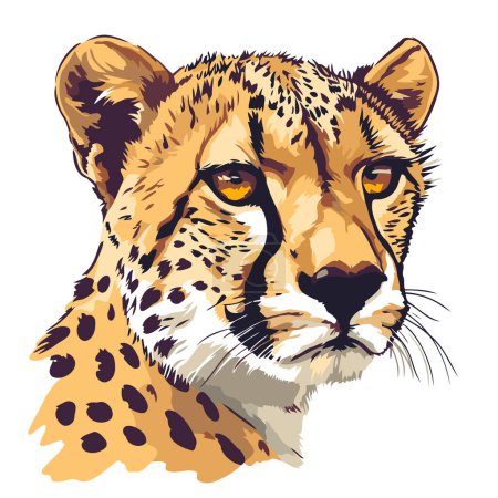 Ilustración de Retrato de guepardo. Ilustración vectorial dibujada a mano aislada sobre fondo blanco - Imagen libre de derechos