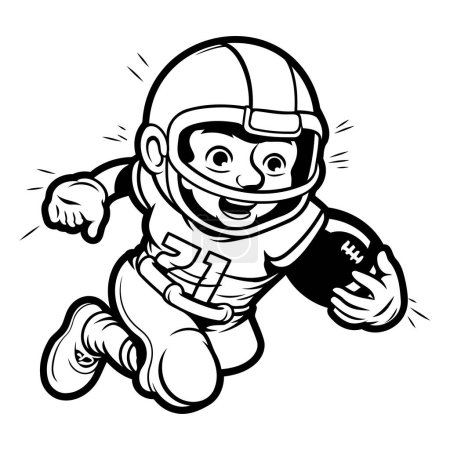 Téléchargez les illustrations : Joueur de football américain qui court avec le ballon. Illustration vectorielle prête pour la découpe vinyle. - en licence libre de droit