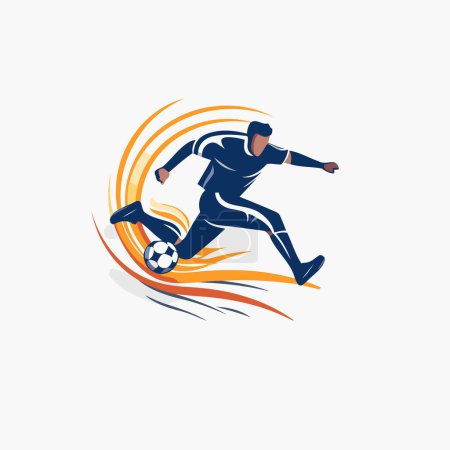 Illustration for Soccer player with ball vector logo design template. Sport logo concept. - Royalty Free Image