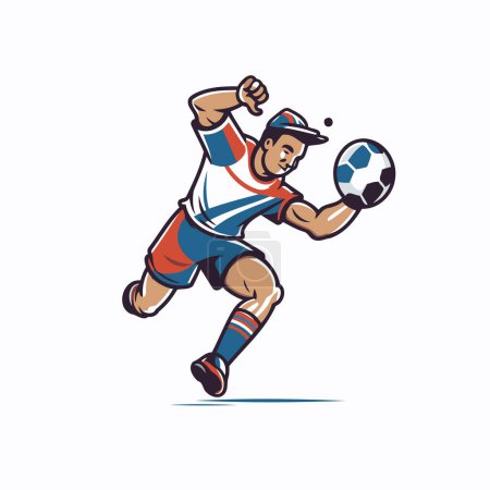 Ilustración de Jugador de fútbol pateando la pelota. ilustración vectorial. aislado sobre fondo blanco. - Imagen libre de derechos